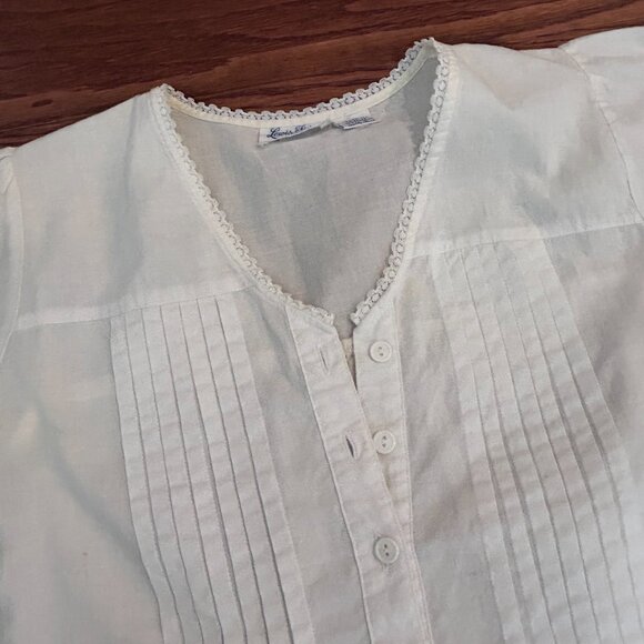 Lewis Frimel Cottagecore Pintuck Cap Sleeve Cotton Nightgown Size Small - Picture 8 of 14